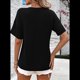 thumbnail image 4 of Blusas de Verano con Cuello en V para Mujer, Camisetas Extragrandes, Blusas de Corta para Mujer, Atuendos Informales Elegantes para el Trabajo. Negro XL, 4 of 8