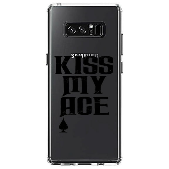 DistinctInk Clear Shockproof Hybrid Case for Samsung Galaxy Note 8 - TPU Bumper Acrylic Back Tempered Glass Screen Protector - Kiss My ACE - Poker Blackjack Gambling