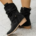 thumbnail image 4 of Women's Autumn and Winter Side Zipper Low Boots Low Heel Elegant Suede Round Toe Casual, 4 of 4