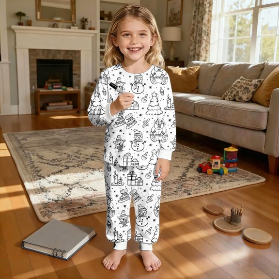 Baby Girls Ensemble Printed Long Sleeve Cute Vintage Afternoon Sleepwear for Girls Relaxed Pants Set