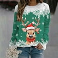 thumbnail image 2 of 2025 Femmes Automne et Hiver Couleur Manche Noël Flocon de Neige Imprimé Chandail de Noël Femmes Col Rond Épaule Long Décontracté Chandail Manches Sport Décontracté, 2 of 4