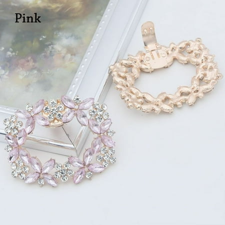 

1pcs Women Bride Wedding Rhinestone Charm Buckle Shoe Decorations Clip Square Clamp Shiny Clips PINK