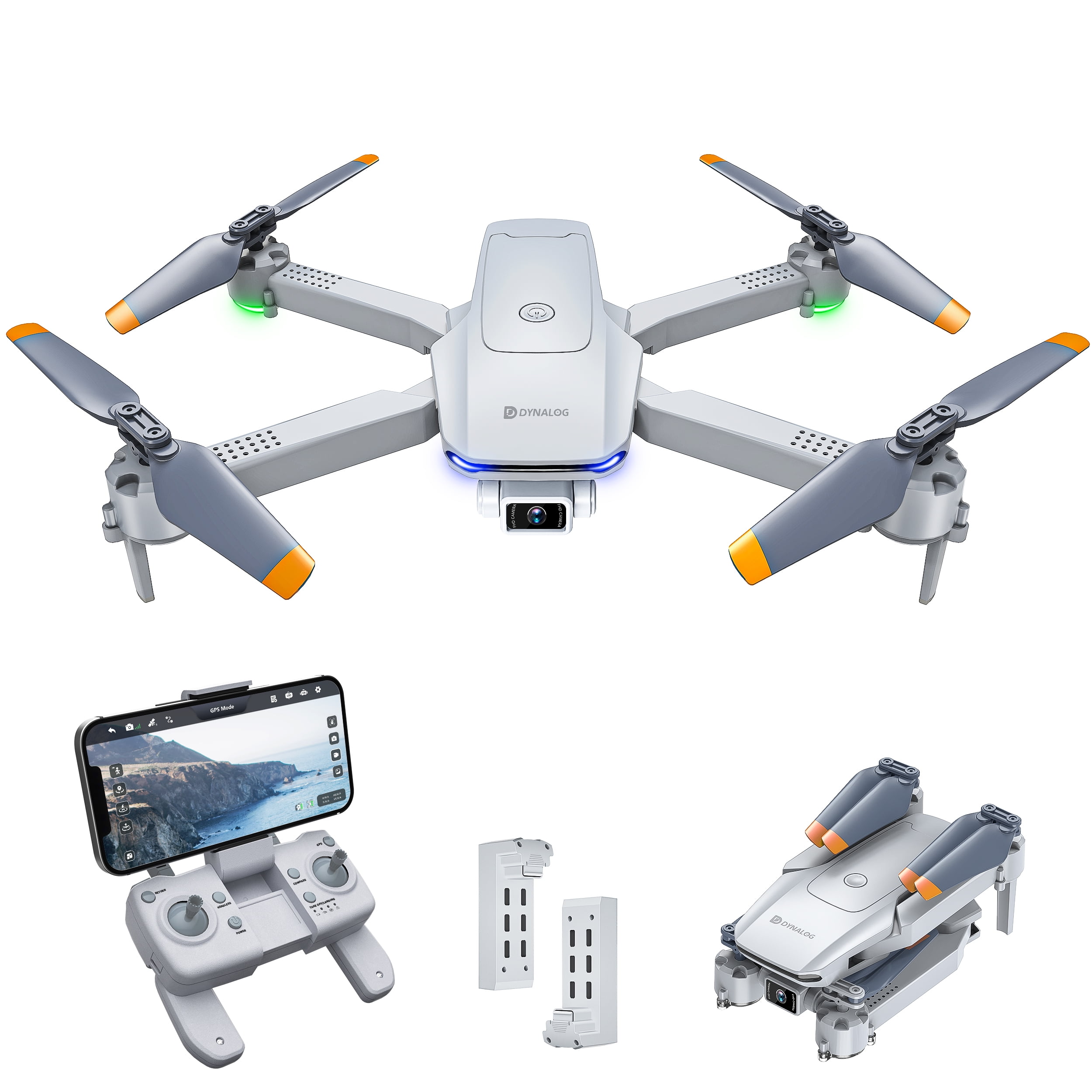 Dynalog Foldable GPS Drones with 4K Camera for Adults and Beginners