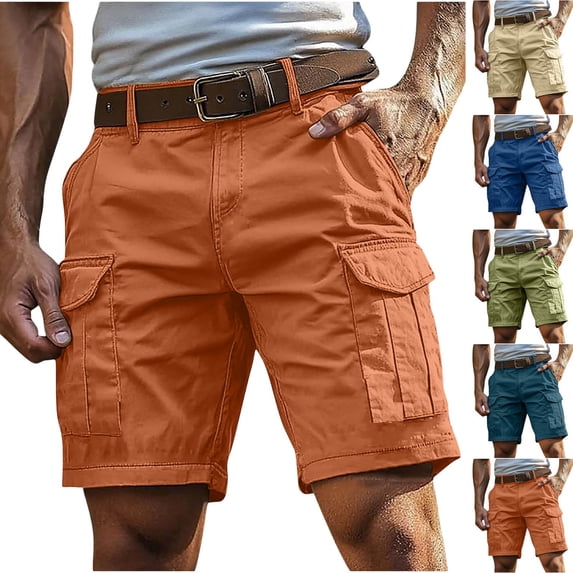 Ankola Mens Cargo Shorts 7 Inch Inseam Stretch Work Shorts Comfy Relaxed Fit Lounge Hiking Chino Short with Multi Pockets