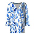 thumbnail image 5 of Fatuov Women's Shirts Plus Size Floral Print Casual Blouses for Home Crew Neck 3/4 Sleeve Drop Shoulder Loose Fit Comfy Shirts Multicolor, XXXXXL, 5 of 5