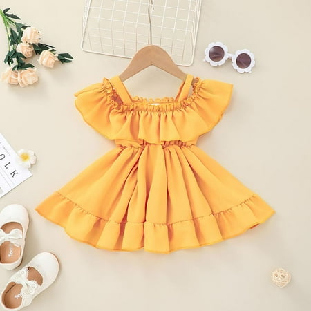 

Sleeveless Solid Slash neck A-Line Girls StrappySleeve Summer Short Slip Dress