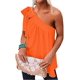 thumbnail image 1 of Blusa informal sin mangas ZHAOCHENG con lazo y un hombro naranja XL, 1 of 5