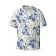 thumbnail image 2 of Lsque Daisies Flowers print Men's Cuban Collar Short Sleeve Shirt Summer Beachwear Casual Button Down Fashionable Vacation Leisure Shirt-3X-Large, 2 of 7