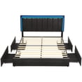 thumbnail image 7 of Afuhokles Queen LED Bed Frame with 4 Storage Drawers and USB Ports Modern Upholstered Platform Bed Frame with Storage and LED Headboard with 3 Side Light Strip, PU Leather,No Box Spring Needed,Black, 7 of 7