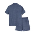thumbnail image 3 of New Arrival Male Two-Piece Sets Men's Cotton and Linen Short Sleeve T-shirt+Short Pant Set Solid Shirt+Shorts Home Suits, 3 of 4