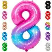 KatchOn, Giant Galaxy PriNst 8 Balloon Number - 40 Inch | Number 8 Balloons for Birthdays | 8 Birthday Balloon, 8 Balloons for Girls | 8th Birthday Decorations for Girls | Galaxy Number 8 Balloon