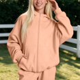 thumbnail image 6 of ZHOGXU Soft Womens Zip Up Hoodie Sweatshirt Solid Color Long Sleeve Tops Relaxed Fit Ribbed Cuffs With Pocket Workout Activities, 6 of 6