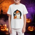 thumbnail image 6 of larppty Halloween Ghost Retro Girl Kids T-Shirt Graphic Tshirt Little Kids Fall Short Sleeve Tee Tops (White,9-10 Years), 6 of 6