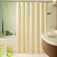 thumbnail image 1 of Cortina de ducha de color amarillo pálido con ganchos, cortinas de ducha de 180x180 cm, cortina de baño a prueba de moho, tela de poliéster lavable a prueba de agua, 1 of 5