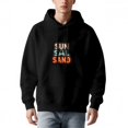 thumbnail image 2 of Men's Loose Fit Hoodie with Pockets - Long Sleeve Pullover Sweatshirt featuring ' SUN SALT SAND ' Gradient Design & Sunglasses Graphic, 2 of 7