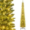 thumbnail image 1 of Patiojoy 8FT Artificial Christmas Tree Pre-lit Pencil Xmas Tree with 591 Branch Tips 300 Warm White LED Lights, 1 of 10