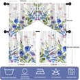 thumbnail image 6 of Blue Flower Curtains for Kitchen Bathroom Pink Floral Rod Pocket Window Tier Curtains Valance Set 4 Pcs Green Plant Printed Valances 27W x 36L*2 Curtains 27W x 36L*2, 6 of 6