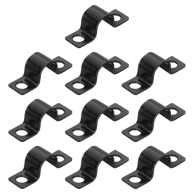 Uxcell 100 Paquete Abrazadera de Tubo en U, 3/8 Pulgadas(10mm) Abrazadera de Estribo de 2 Agujeros Conector Pesado para Cables de Conduit, Negro