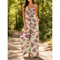 thumbnail image 5 of Women'S Casual Pink Purple Flowers Omper Spaghetti Strap Wide Leg Jumpsuit Summer Outfits With Pockets, 5 of 7