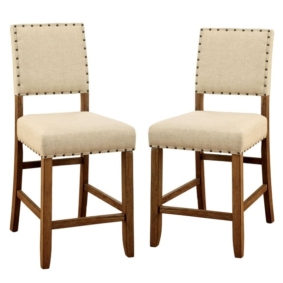 Furniture of America Freiden Upholstered Bar Chairs - Set of 2, Natural