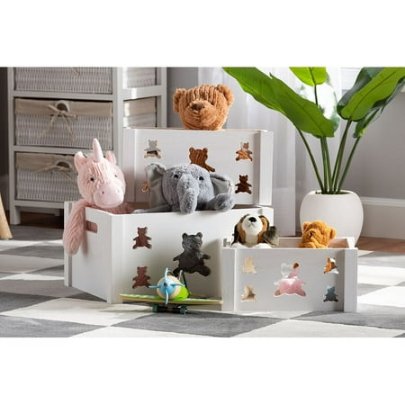 UPC: 0193271228331 | Baxton Studio Sagen Modern and Contemporary White Finished Wood 3-Piece Storage Crate Set
