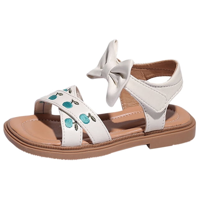 MIASHUI Girls Sandals Embroidered Bowknot Princess Shoes Summer Soft Sole,Green,2.5-3 Years