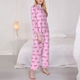 thumbnail image 3 of Haiem Pink bows Pattern Women’s Long-sleeve Sleepwear,Sleepwear Set,2-piece Loungewear Set,Soft PJs Comfy Nightwear with Pockets-Large, 3 of 7
