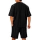 thumbnail image 5 of Ceisia Men's Loose Fit Jacquard 2-Piece Set Crew Neck Short Sleeve T-Shirt with Elastic Waist Drawstring Shorts Gifts, 5 of 6
