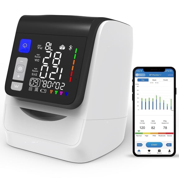 Alphamed Upper Arm Blood Pressure Monitor, Automatic Digital BP Machine, No Arm Wrap Design, Large LED Display, One-Button Use for Home & Seniors
