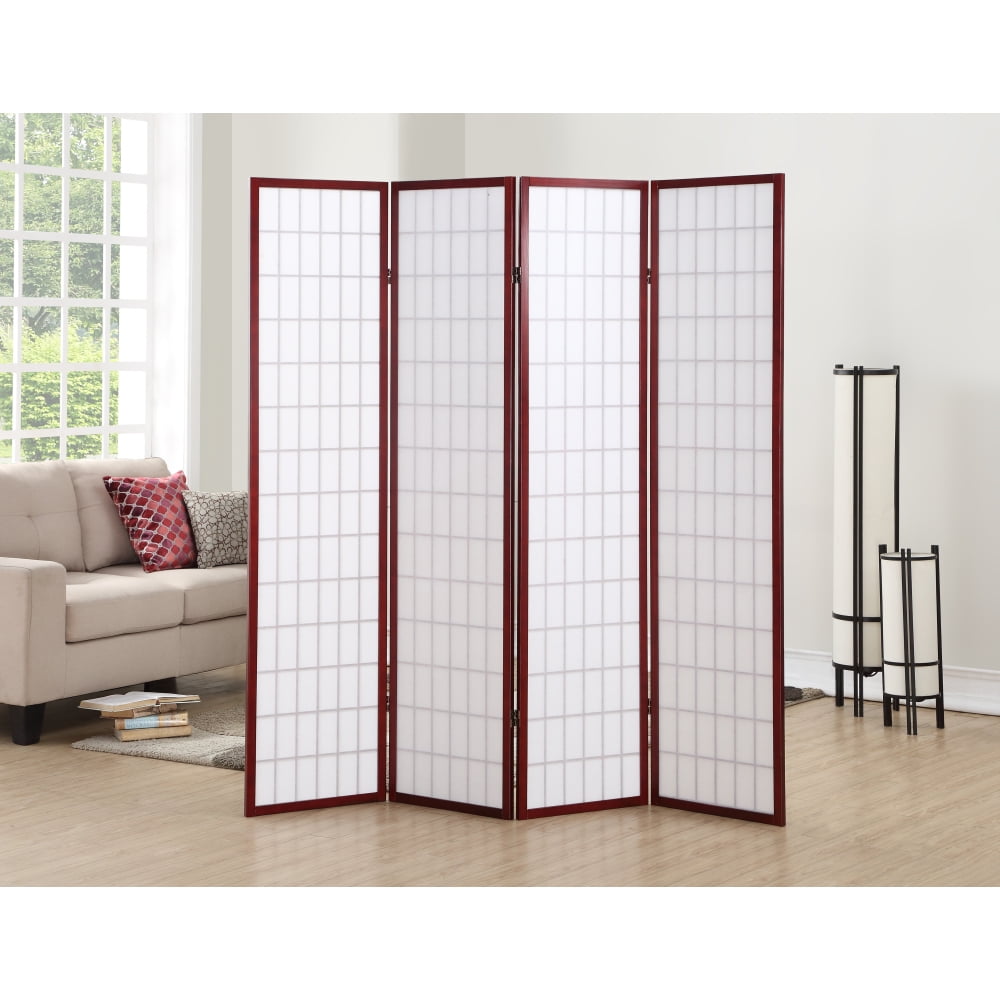 6 Ft 4-Panel Oriental Wall Shoji Screen, Folding Privacy Screen for Room Separation, Japanese Wood Room Divider Screen