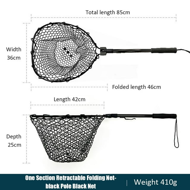 Fishing Landing Net With Telescoping Pole Handle, Aluminum Alloy Fishing Net Fish Landing Net With Anti-Slip Telescoping Rubber Pole Handle Extend To 2.8-3.4ft