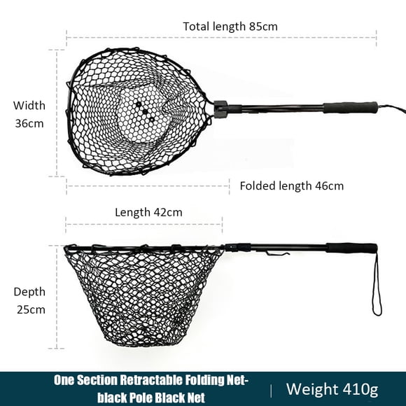 Fishing Net Fishing Net Aluminum Alloy Fish Landing Net With Anti-Slip Telescoping Rubber Pole Handle , Extend To 2.8-3.4ft For Kids Grown-ups Men Women