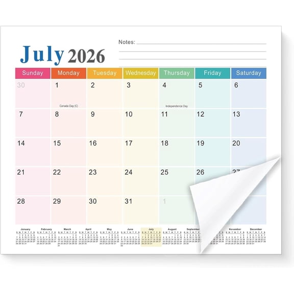 2026-2027 Magnetic Fridge Calendar, 18 Month Magnetic Refrigerator Paper Calendar Planner from July 2026 to December 2027, Simple Style Magnetic Calendar Wall for Home Office Classroom
