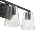 thumbnail image 4 of Vertex Collection Three-Light Matte Black Clear Glass Contemporary Bath Light, 4 of 14