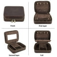 thumbnail image 3 of Hiram Leather Travel Jewelry Case  For Men Travel Jewelry Organizer Box Gift For Men Women With Mirror, Coffee, 3 of 8