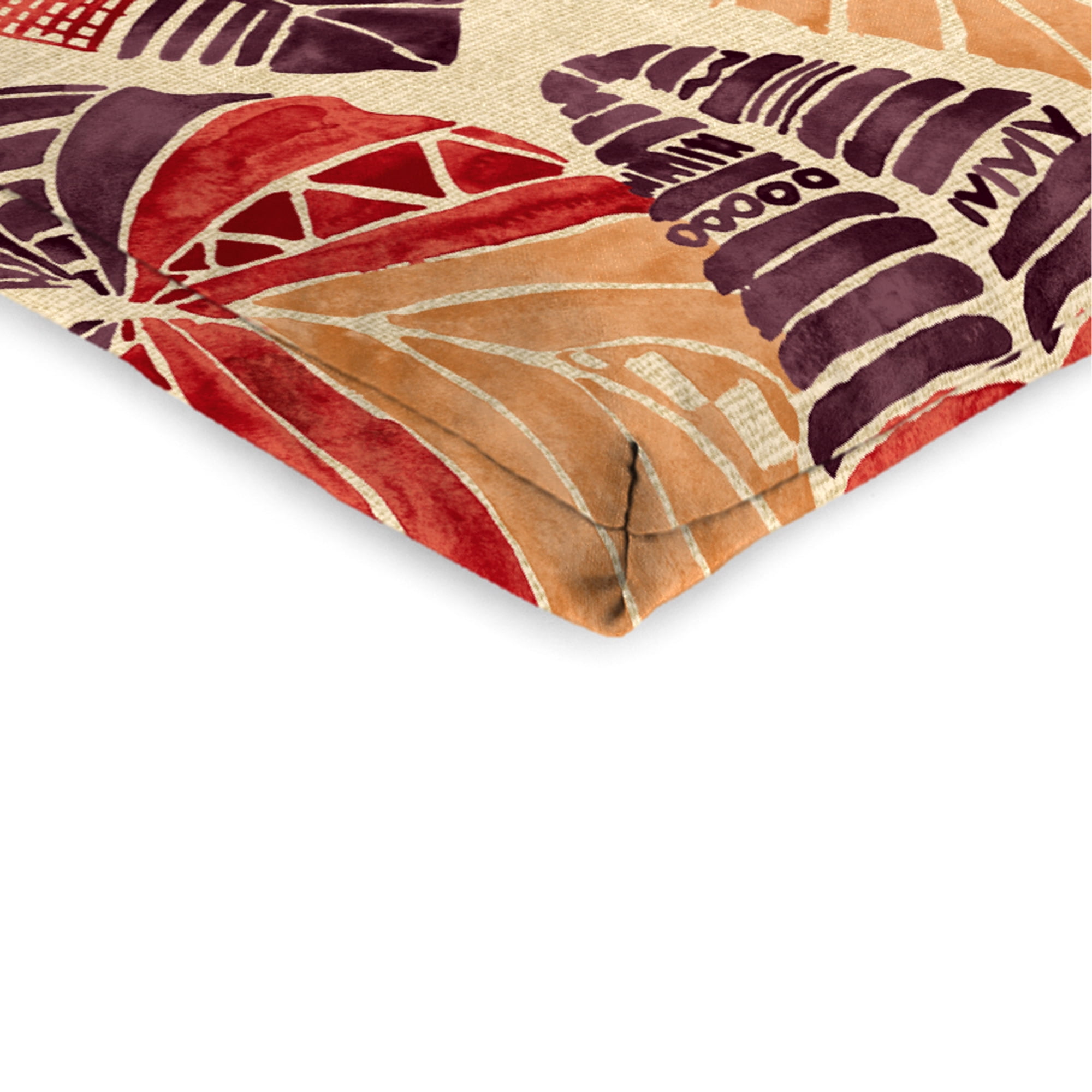 Jordan Manufacturing 44" x 21" Hixon Sunset Beige Leaves Rectangular Outdoor Chair Cushion with Ties and Hanger Loop