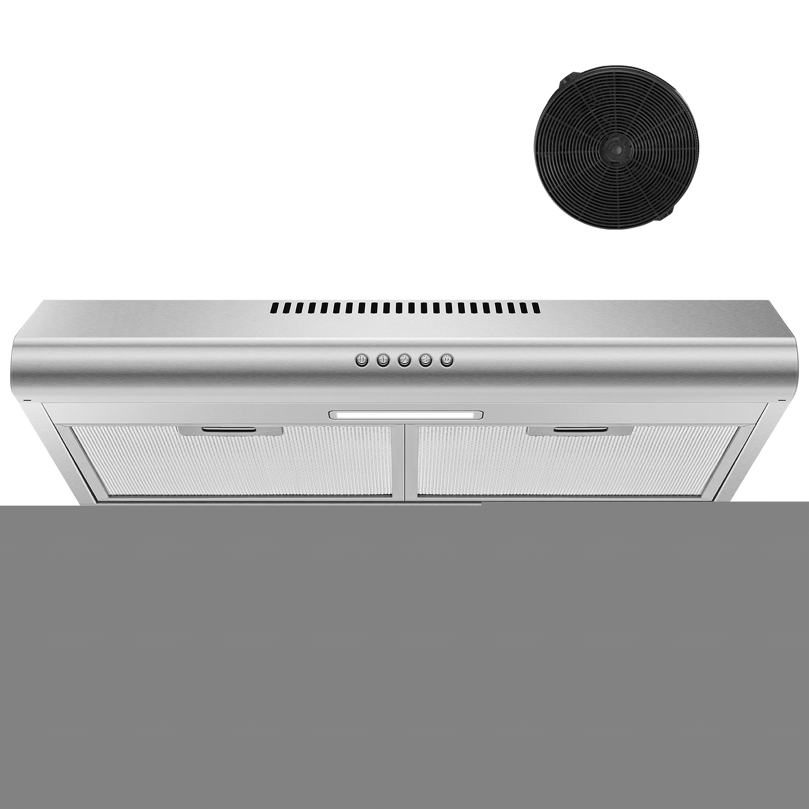 Joeaonz 24-Inch Stainless Steel Range Hood with Ventless Filters, 280 CFM, 3-Speed, Easy Clean, 120V, Canada Certified