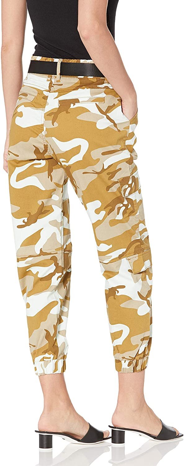 YDX Teen Girls's Twill Stretchy Jogger Pants, Sand Camo w/Belt, 1 - image 2 of 7