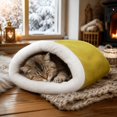 thumbnail image 4 of Semi Enclosed Extra Thick Warm Cat Bed, Soft Cozy Sleeping Cave for Indoor Cats Winter Rest, 4 of 4