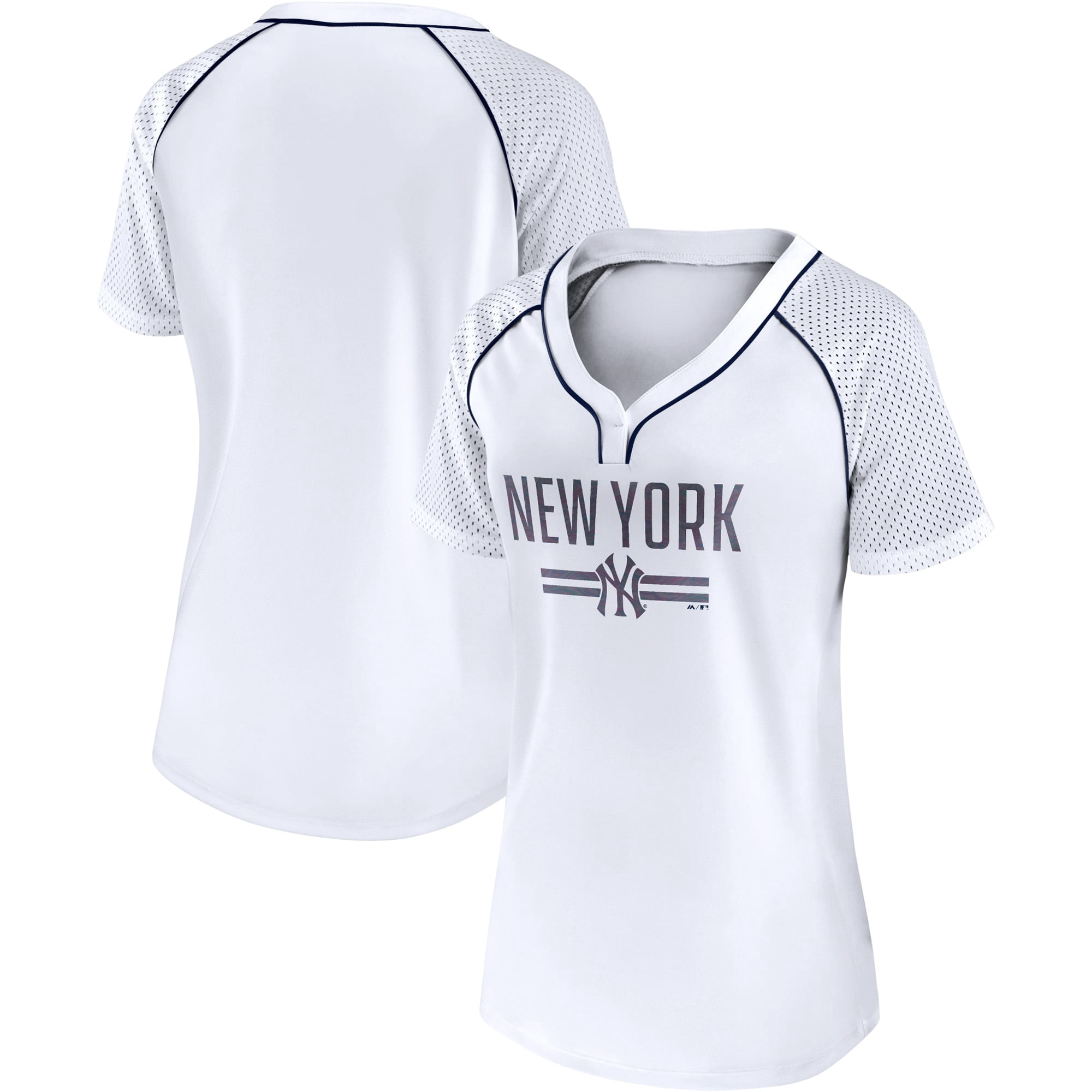 Women's Fanatics White New York Yankees Play Calling Raglan V-Neck T-Shirt
