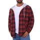 thumbnail image 5 of Camisa chaqueta de cuadros con capucha y cordón forrada de forro polar para hombre XL negra y roja, 5 of 6