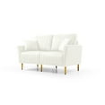 thumbnail image 2 of 55" Velvet Upholstered Loveseat Sofa with Pillows and Metal Legs, 2 Seater Sofa Couch with Reversible Cushions for Bedroom, Office, Small Space and Apartment, Simple Assembly, White, 2 of 7
