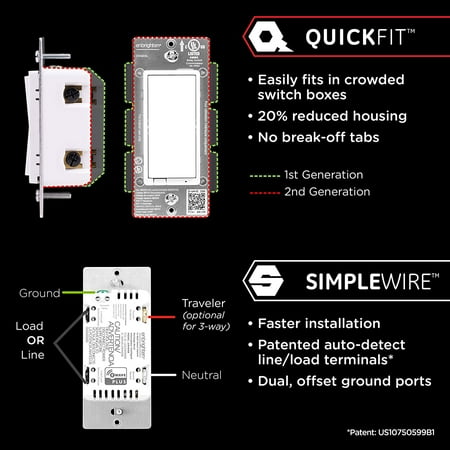 Enbrighten - Z-Wave Plus Smart In-Wall Switch - White & Light Almond