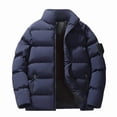 thumbnail image 3 of COSFO Puffer Jacket for Men Full Zip Blue Casual Coat Cotton Stand Colla Loose Fit Long Sleeve Mens Coats, 3 of 3