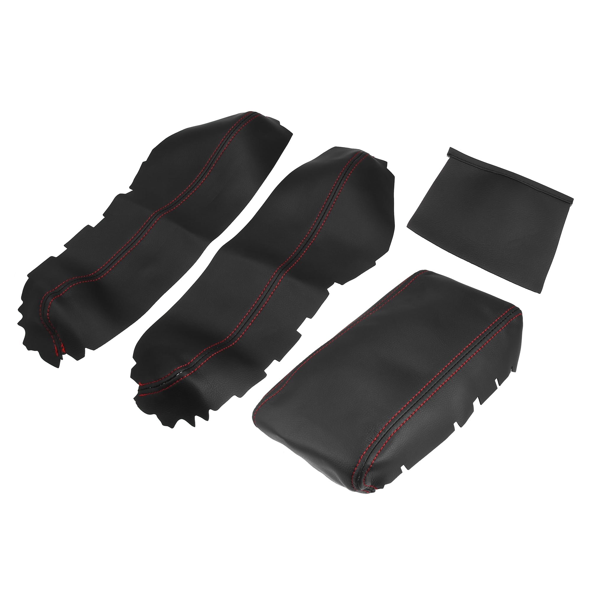 Unique Bargains 3Pcs/Set Armrest Cover for Honda Civic 10th Gen 1620 Black with Red Line