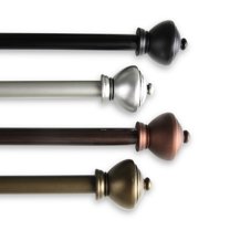 5/8" Dia Adjustable 28"-48" single curtain rod with Frederick Finials - Black,(5707-282)