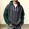 thumbnail image 2 of Rhuody Sweatshirt For Mens O Neck Color Match Long Sleeve Sweatshirts Pullover Sweatshirt With Pocket L Dark Green, 2 of 4