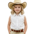 thumbnail image 3 of XAOFW Boys Girls Kids Western Cowboy Shirt Fringe Shirt Sleeveless Lapel Button Down Graphic Hippie Shirts Trendy Top 9-10 Years, 3 of 6