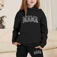 thumbnail image 2 of lnmuld Two Piece Outfits Girls Letter Print Hooded Sweatshirt Outfit Set Stylish Everyday Wear Comfortable Casual Kids Clothes for Daily Activities Solid Color Size:5-6 Years, 2 of 4