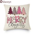 thumbnail image 1 of Funda de cojín de lino con diseño de árbol de Navidad, cubierta bonita de copos de nieve, color rosa, decoración de Año Nuevo, 2023, 1 of 4
